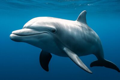 dolphin swimming in blue water